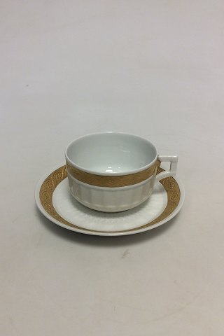 Royal Copenhagen Gold Fan Morning / Tea Cup and Saucer No. 11554