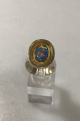 Ole W. Jacobsen Sterling Silver / Gold Ring with Opal