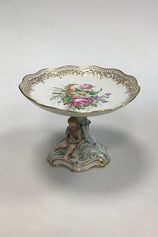 Royal Copenhagen Flora Danica Pedistal Bowl with flowerdecoration and Putti with 
dove