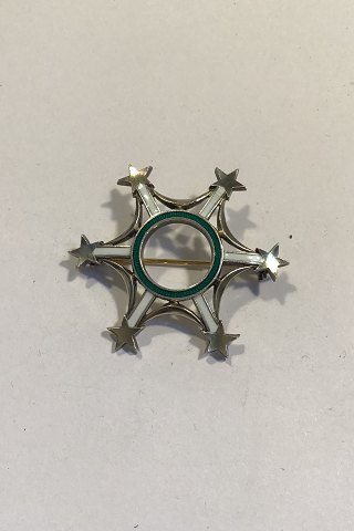 Anton Michelsen Sterling Silver Star Brooch Gilt and Enamel