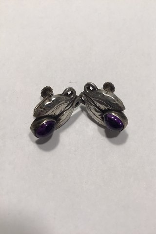 Georg Jensen Sterling Silver Earrings No 108 Amethyst (Screws)