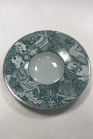 Bjorn Wiinblad for Nymolle Round Dish with green decoration Dek 84 (3130-84)