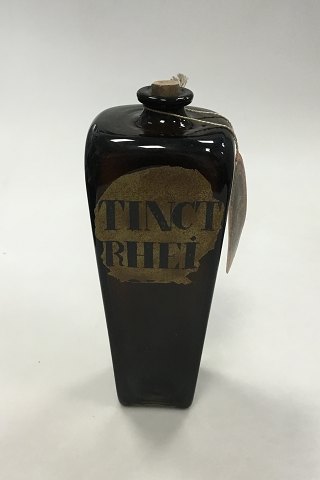 Holmegaard  Pharmacy Jar with  the text TINCT RHEI from 1983