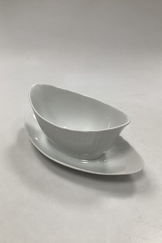 Royal Copenhagen White Josephine Gravy Boat with Underplate No. 563