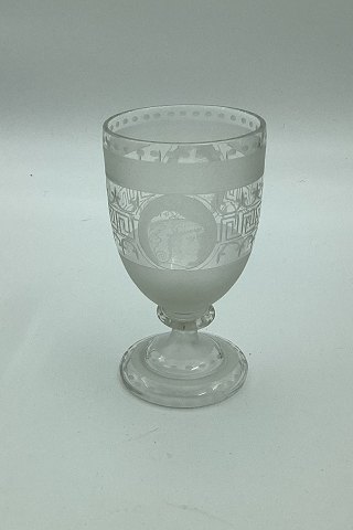 Wine glass with black sanding work on the basin c. 1900