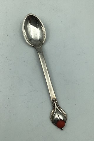 Evald Nielsen Silver No.3 Coffee Spoon with Red Stone