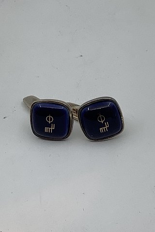 Georg Jensen Sterling Silver Cuff Link with Porcelain Logo