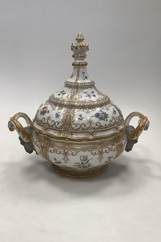 Bing and Grøndahl Rosenborg Lidded Bowl with Goat heads handles