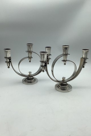 Georg Jensen Sterling Silver Candlesticks No. 670 Oscar Gundlach-Pedersen (2)