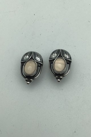 Georg Jensen Sterling Silver Ear Clips 2003 (Rose Quartz)