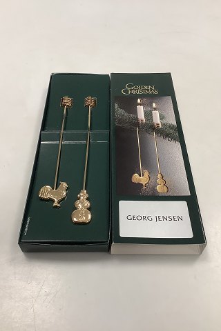 Georg Jensen Golden Christmas Candleholder - Snowman and Rooster 1999