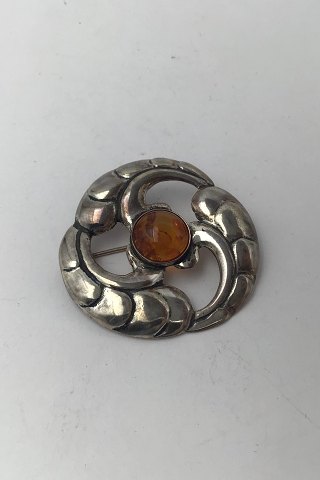 TS Design Sterling Silver Brooch with Amber