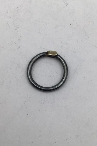 Hans Hansen Oxidized Sterling Silver w Gold Ring