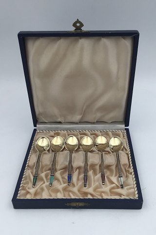 A. Michelsen Gilt Sterling Silver Mocha Spoons with enamel