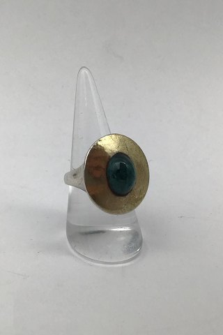 Hans Hansen Sterling Silver / Gold Modern Ring No. 51 (Cyan Aquamarine)