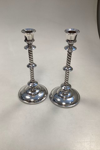 Pair of Tall Candlesticks in Silver Plated, unmarked