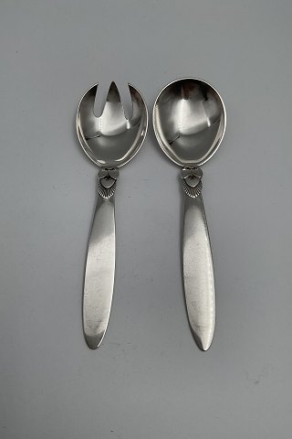 Georg Jensen Cactus Silver Compote Spoon and Fork No. 105A and No. 105B