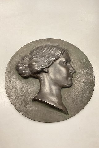 Danish Silhouet Portrait Young Lady in Bronze Signed by A.S. Jag 22