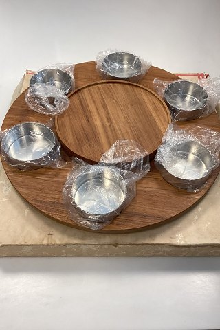 Stelton Lazy Susan Fondue turntable with 6 Stainless steel bowls