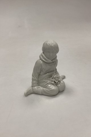 Royal Copenhagen Blanc de Chine Figurine - Boy with Flowers from Greenland No. 
12419