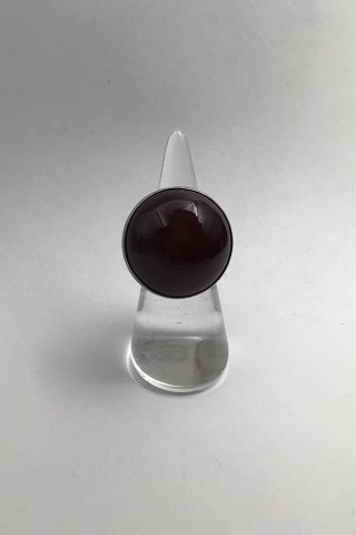 Georg Jensen Sterling Silver Ring No. 90 C (Red Brown Agate)