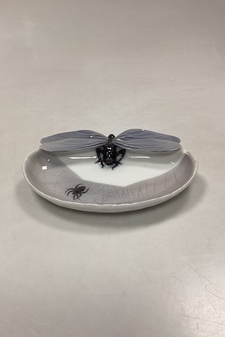 Royal Copenhagen Art Nouveau Dragonfly and Spider Dish No. 9/15
