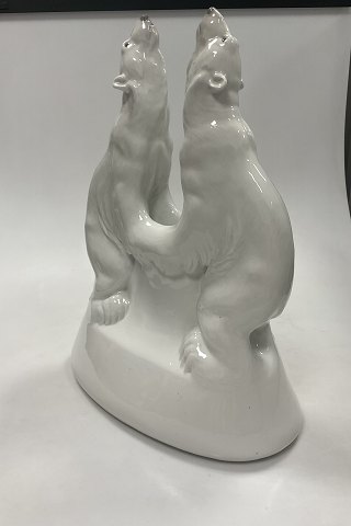 Royal Copenhagen Art Nouveau Crystalline Vase with two Polar Bears by Valdemar Engelhardt H81