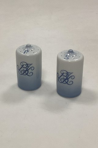 Bing and Grondahl Blue Tone Hotel with Logo Salt and Pepper Shakers