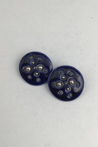 Royal Copenhagen / A Michelsen Porcelain / Sterling Silver Earrings (Clips)