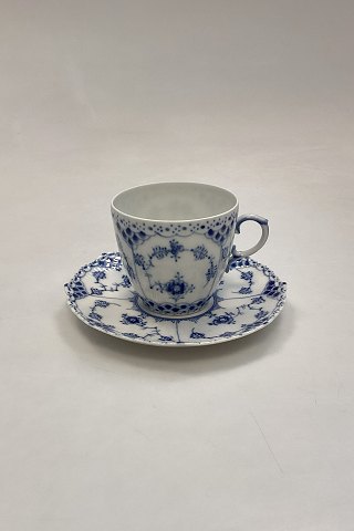 Royal Copenhagen Blue Fluted Full Lace Coffee Cup and Saucer No. 1035