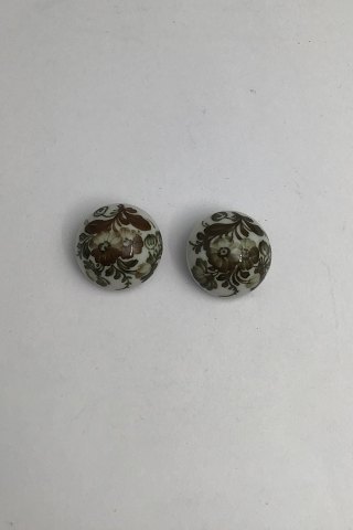 Royal Copenhagen Porcelain Earrings Floral Motiv (Brown) (Clips)
