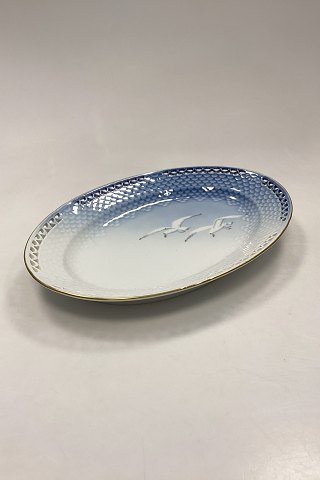 Bing and Grondahl Seagull with Gold Oval dish with openwork edge No. 16/316.5