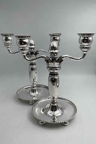 Pair of Georg Jensen Silver 2 armed Candelabra on 4 feet No. 114