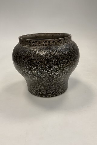 Persian  / Iranian bowl in copper with silver inlay 1800
