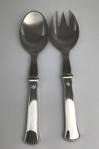 Hans Hansen Arvesolv No. 05 Sterling Silver / Steel Salad Servers