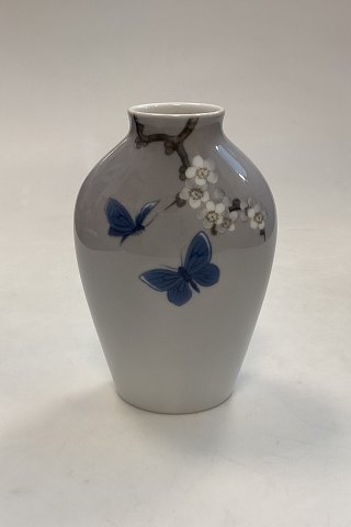 Bing and Grøndahl Vase with Blue Butterflies No. 7777/239