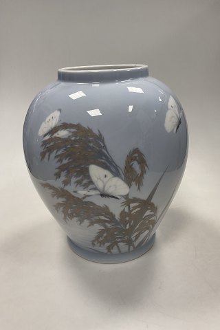 Royal Copenhagen Art Nouveau Unique Vase by Carl Mortensen with Butterflies from March 1900