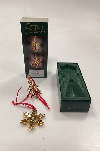Georg Jensen Golden Christmas Holiday Ornament - Snow Crystal and Christmas Tree 1999