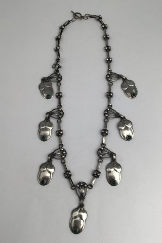 Georg Jensen Silver Necklace No. 37 (Green Agate) (1915-1930)