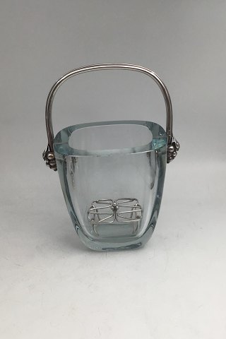 Holmegaard / Dansk Guldsmede-Haandvaerk Ice Bucket Sterling Silver Handle and grate
