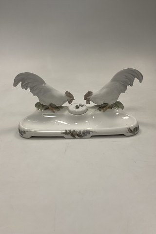Royal Copenhagen Art Nouveau Inkwell with two chickens No 524
