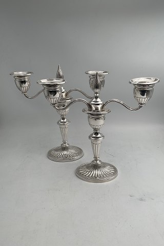 Pair of Toxværd Sterling Silver 3 armed Candlestick