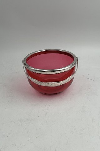 Antique Rubin Red / Rashberry Red Sugar Bowl with Silver Plate mounting