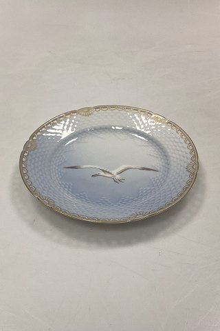 Bing and Grondahl Seagull with Gold Cake Plate with pierced border