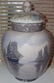 Bing & Grondahl Unique lidded vase by Elias Pedersen with ships