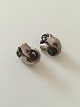 Georg Jensen Sterling Silver earclips with green stones No 100A