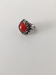Georg Jensen Sterling Silver Ring with red stone No 11A from 1933-1944.