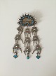 Marius Hammer Art Nouveau sterling silver brooch with enamel, Norway.