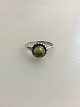 Georg Jensen Sterling Silver Ring No 9B with Clear Green Stone