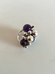 Georg Jensen Ring No 55 Oxidized Silver with Purple Amethyte Stone